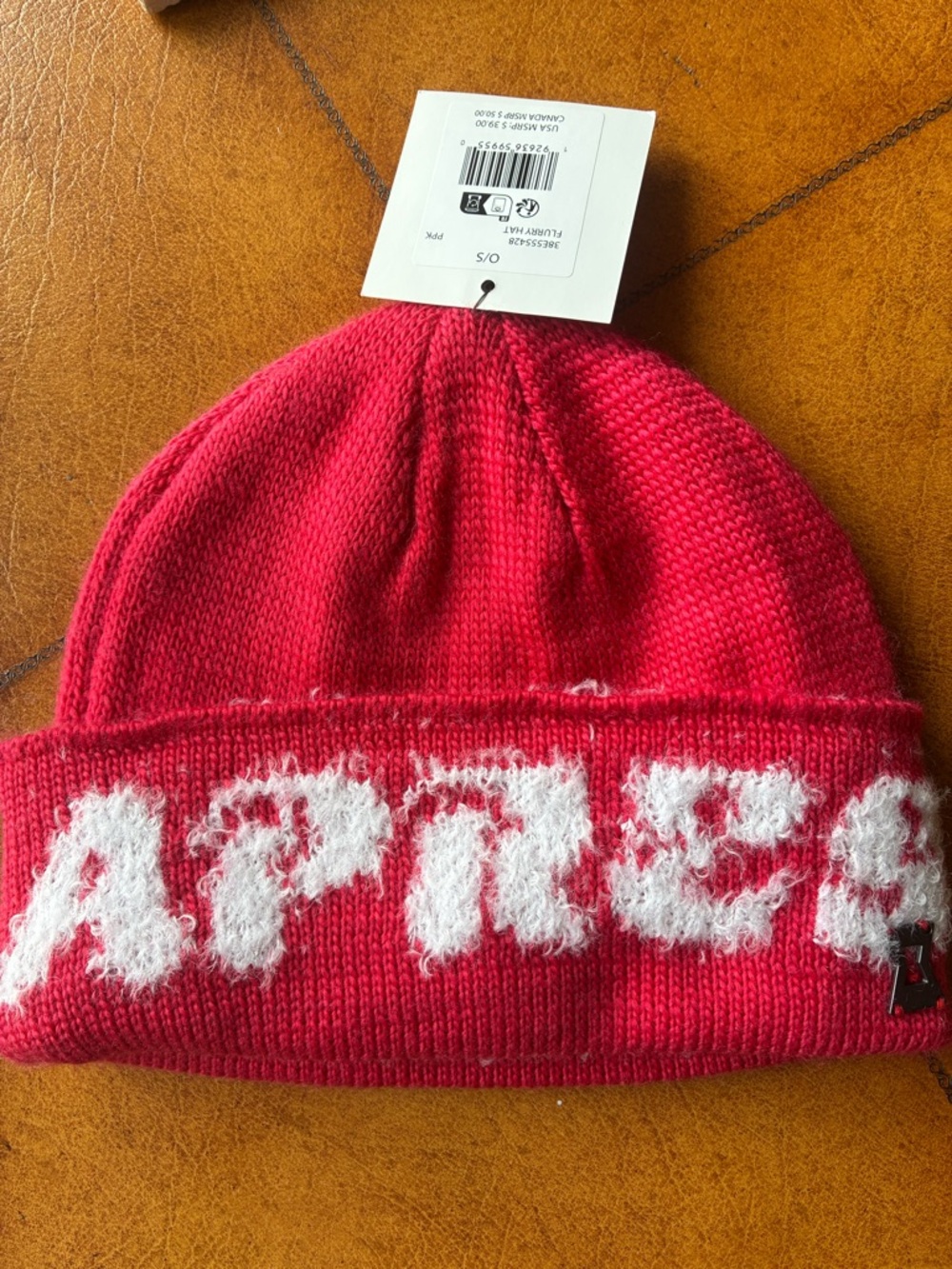 Spyder ‘APRES’ Red Knit Beanie with White Fuzzy Lettering